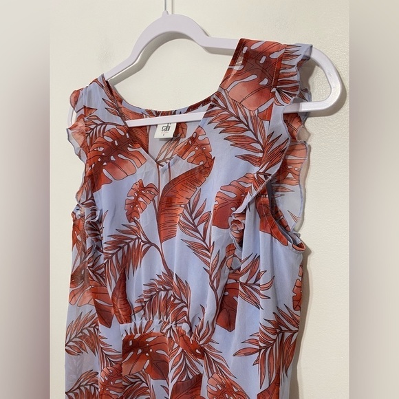 Cabi Isabel Palm Leaf Ruffle Chiffon Dress - Picture 3 of 7